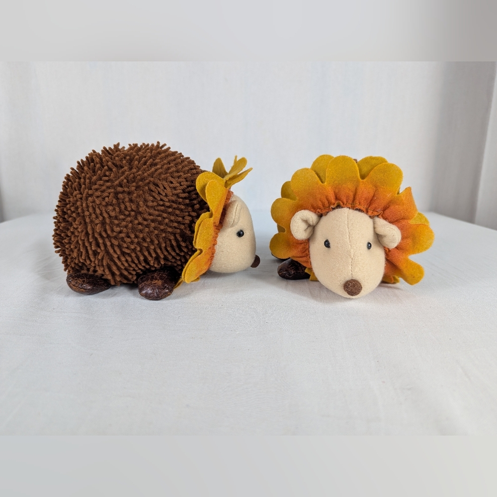 Hedgehog Weighted Plush Door Stop Fall Autumn Decor Sunflower Yellow Brown
